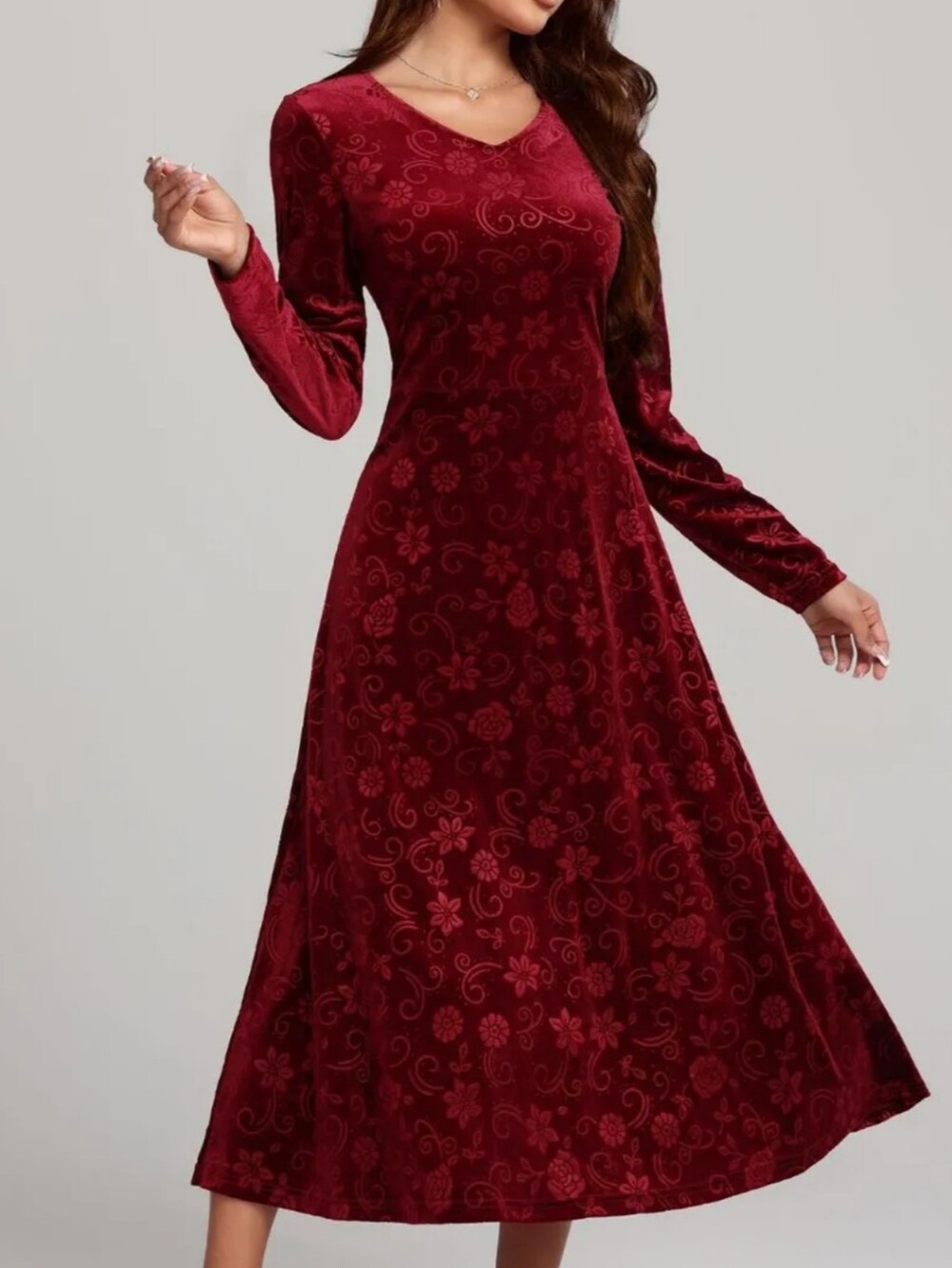 Velvet Flora A-Line Dress